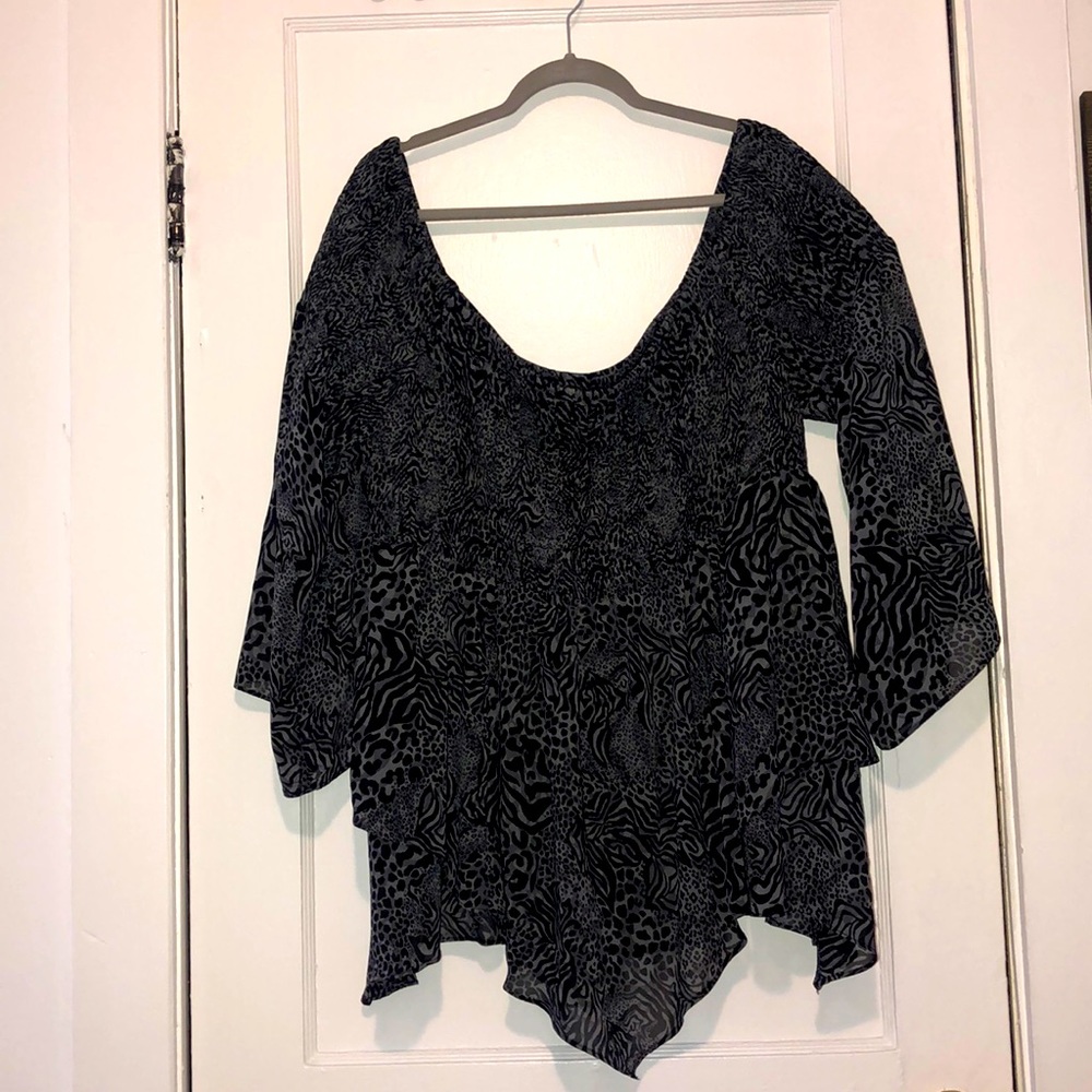 Torrid Charcoal Animal Print OTS Blouse